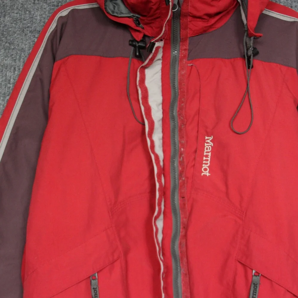 Marmot Red Waterproof Hooded‎ Jacket Mens Size M Outdoor Coat Lined